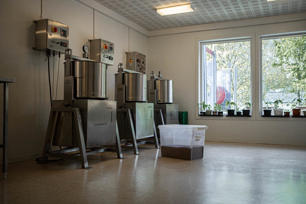 In a closed-down kindergarten, Fjåk Chocolate produces thousands of chocolate bars a month.